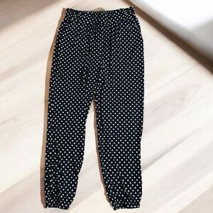 Lands' End Black and White Polka Dotted Slinky Pants‎ Size Medium 10-12